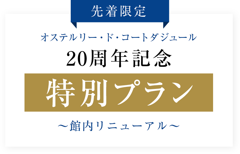 先着限定 20周年記念特別プラン 2022年館内リニューアル